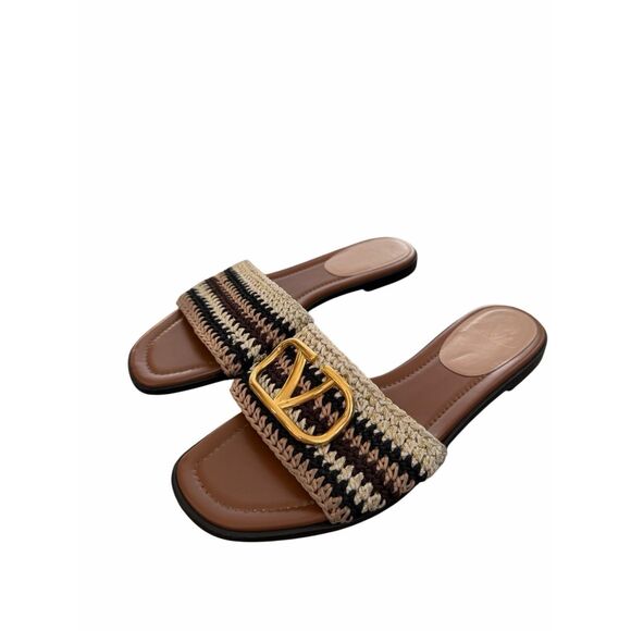 Valentino Garavani Slide Crochet Sandal Ivory Multi Size 8US 38EU Open Toe $980 - Picture 3 of 10